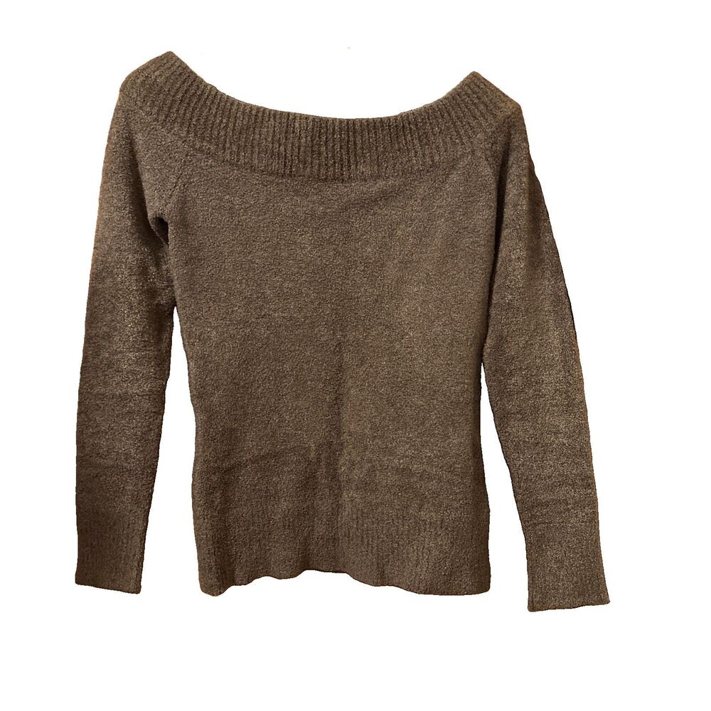 Vtg Women’s J.J. Basics Gray Green Knit Off Shoulder Long Sleeve Sweater Size S